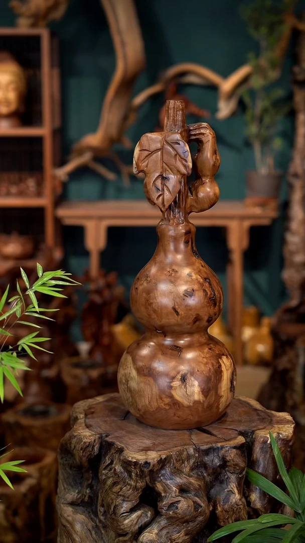 木雷击枣木葫芦摆件