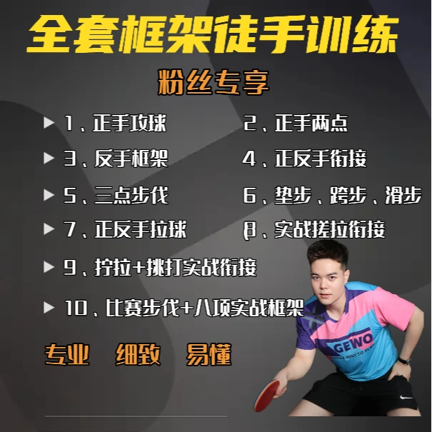 (新链接)全套乒乓徒手框架步伐训视频课(粉丝专享)