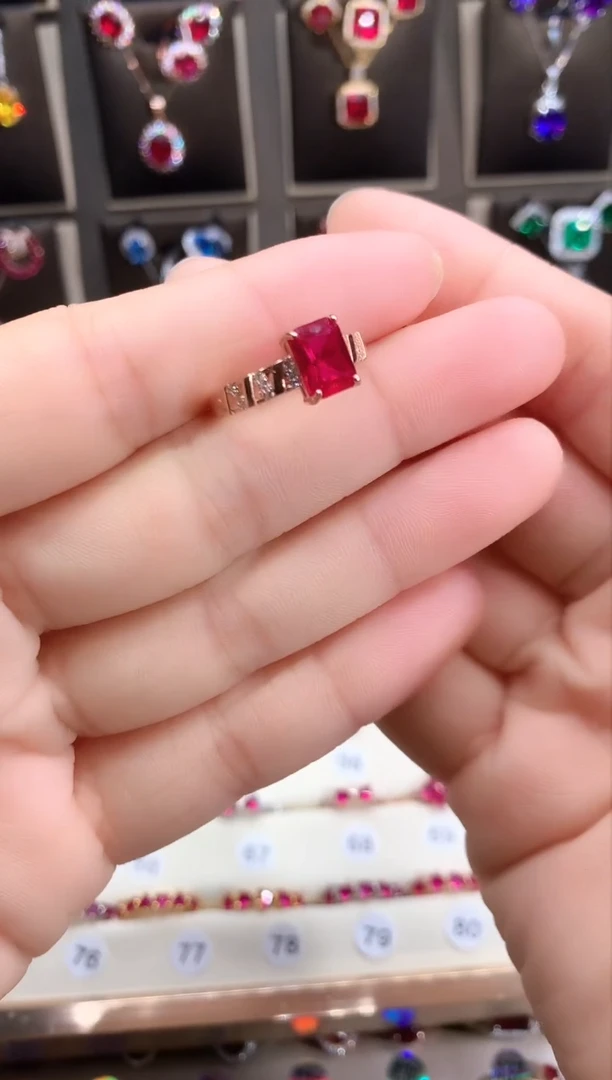 【闪购商品】红宝石戒指银S925镶嵌玫瑰金6.8