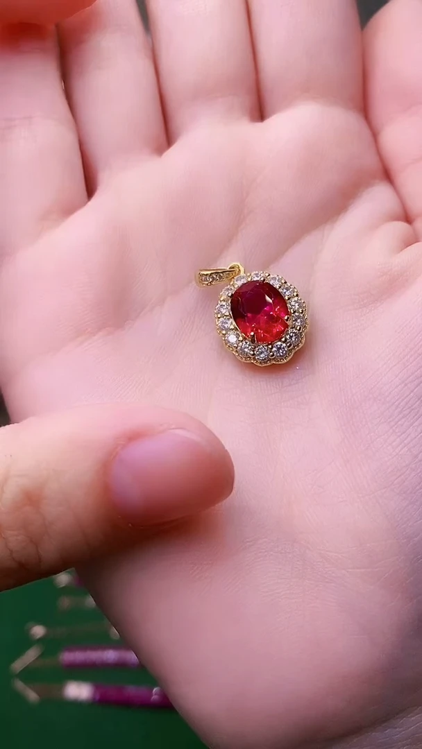 颈饰银S925镶嵌红宝石526