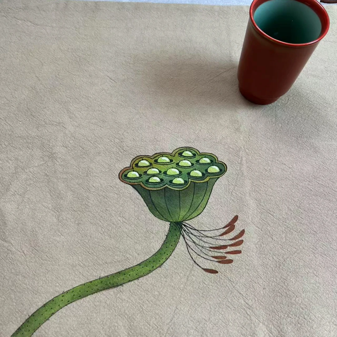 莲蓬手绘茶席  干泡茶席 茶道配件