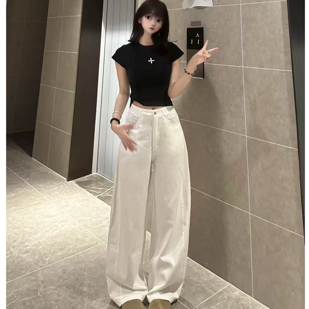 弯刀裤女2025早秋百搭显瘦高腰宽松直筒阔腿休闲裤