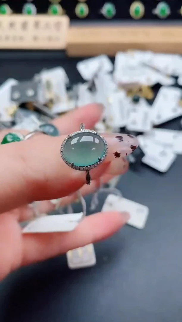 银S925镶嵌戒指翡翠1