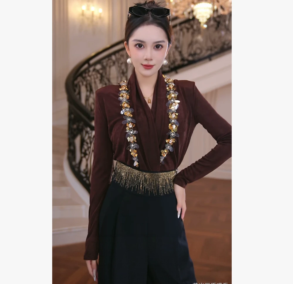 FNN【芙娜妮】2025新款休闲洋气衣服女穿搭气质女装上衣F2530501A