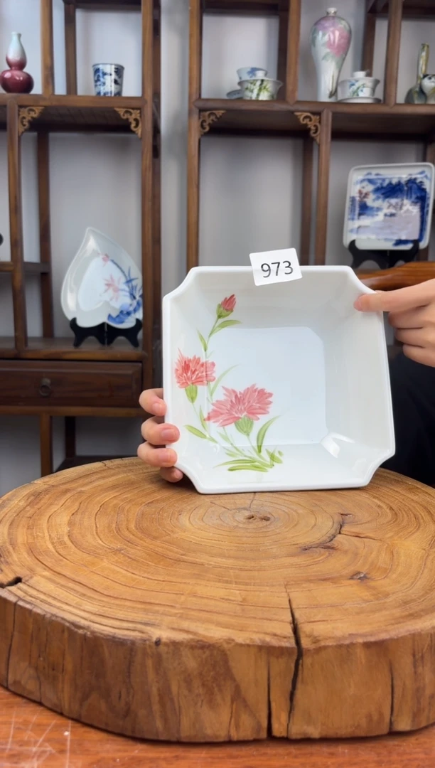 瓷片国韵瓷坊-手工手绘方斗汤碗973