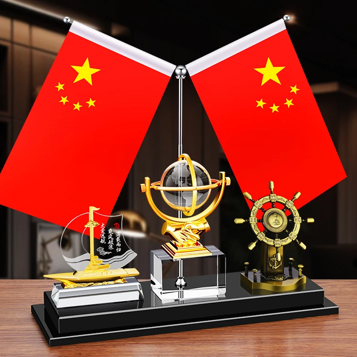 轻奢办公桌摆件办公室高档装饰品老板桌文台收纳笔筒创意桌面摆件