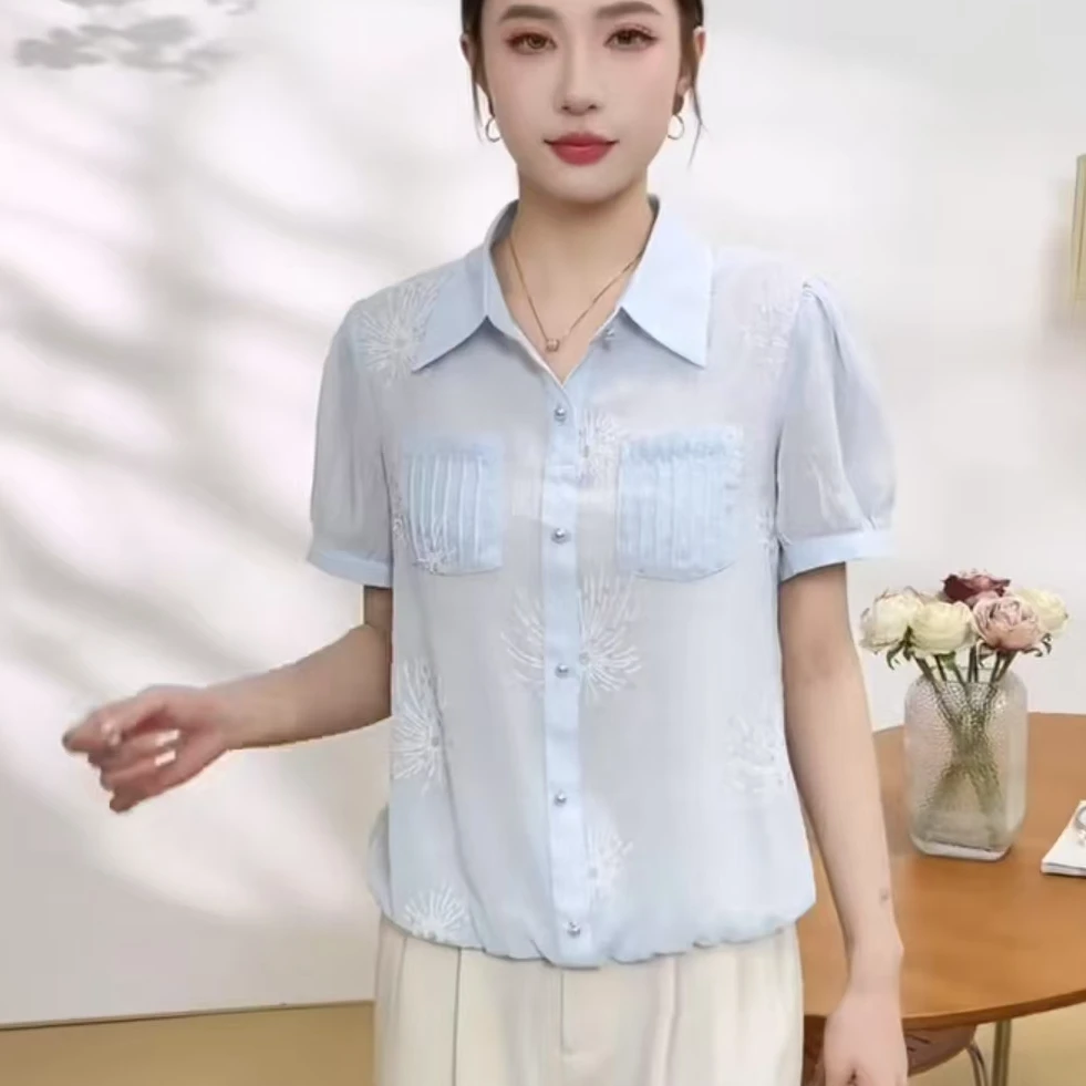 新款短袖轻奢夏季高端漂亮衬衫