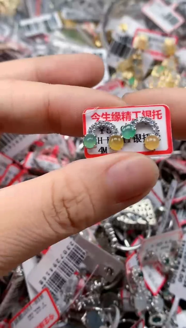 银S925镶嵌戒指翡翠天然A货缅甸翡翠