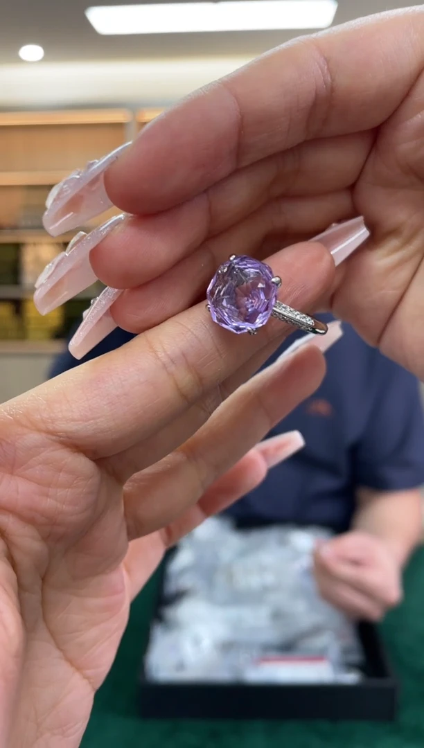 水晶戒指银S925镶嵌多样性发一件