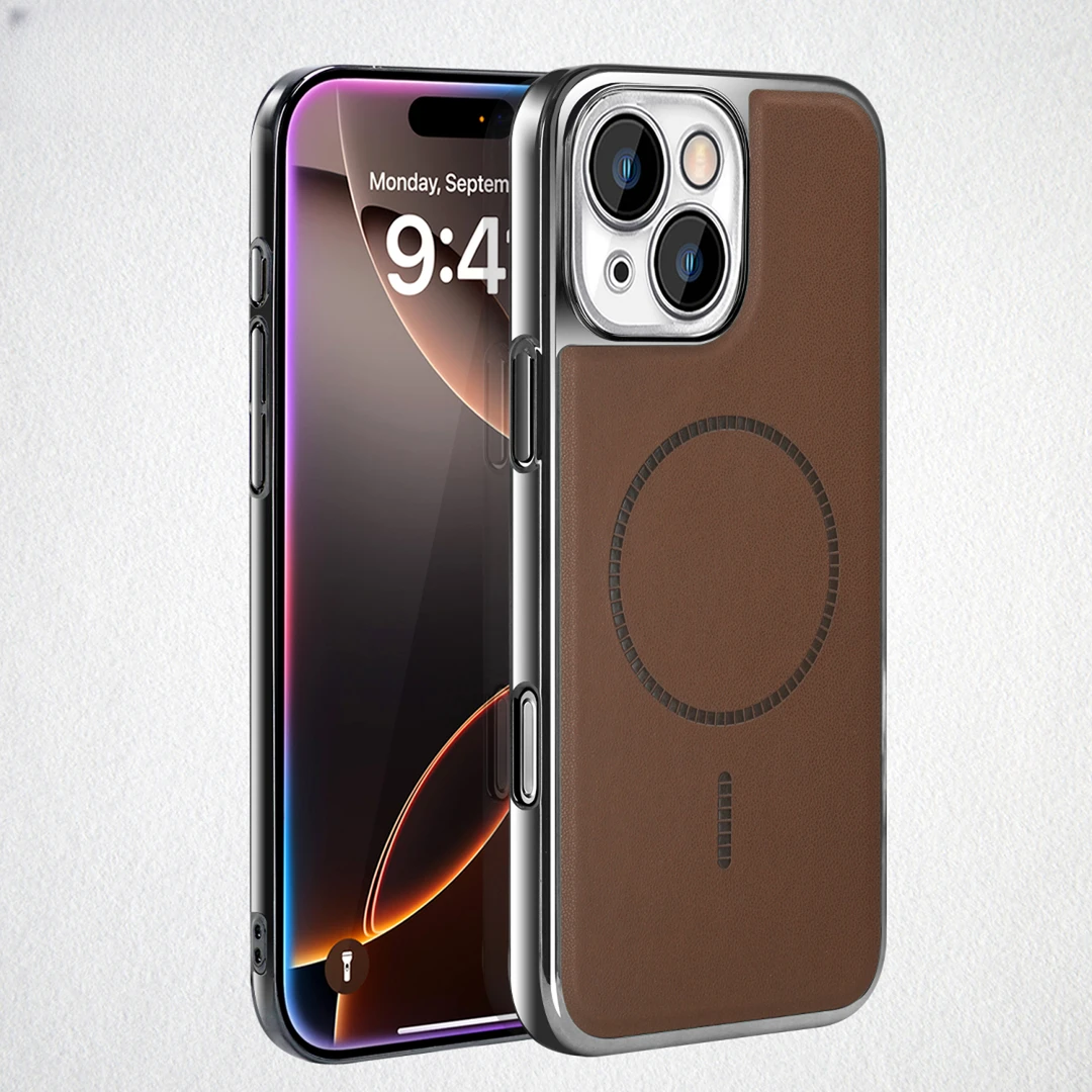 适用苹果15/16/14/13/12promax手机壳电镀磁吸镜头全包膜防摔超薄