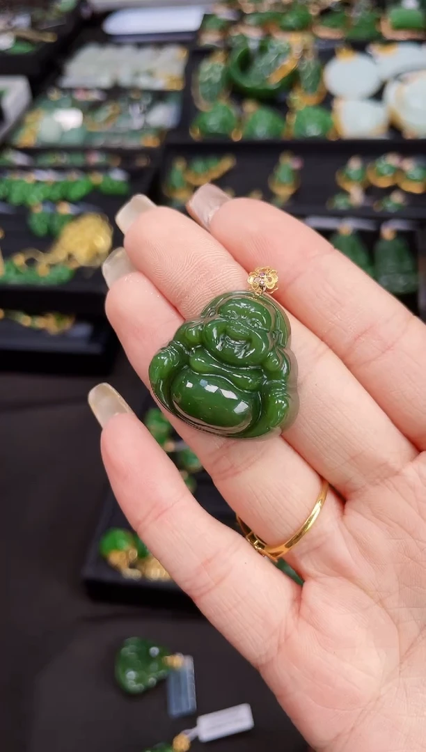 【闪购商品】和田玉吊坠18K金镶嵌30MM 多样性发一Z