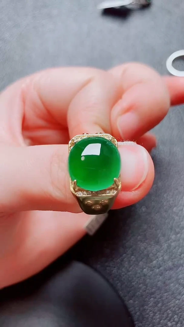 翡翠戒指银S925镶嵌翡翠