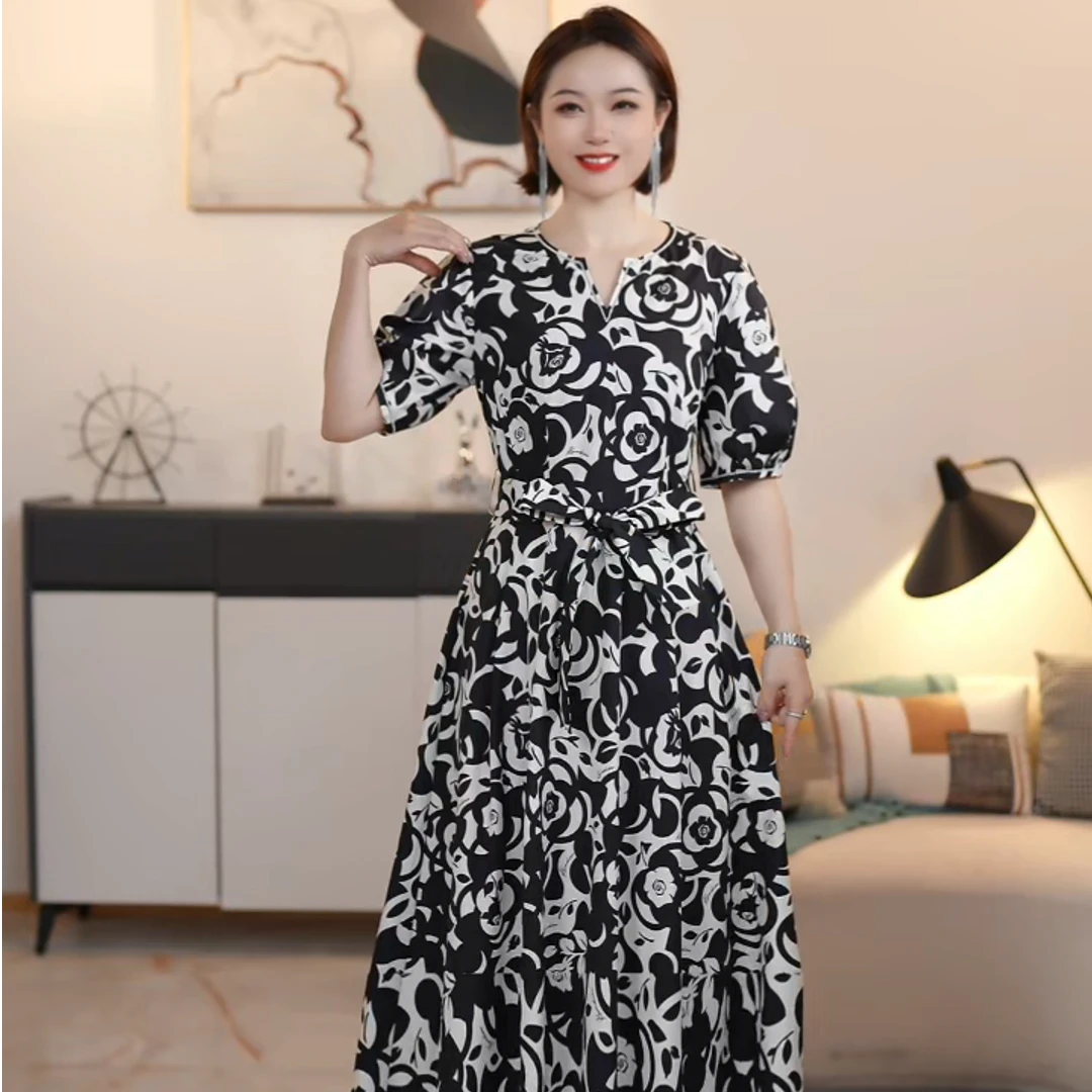 【深圳薇姐清仓】D高端大码原创遮肉显瘦连衣裙 D5028