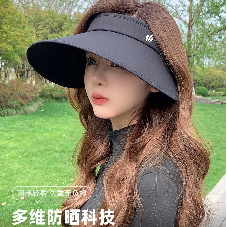 【丝绒黑胶】大帽檐遮阳帽女防晒2025夏季新款紫外线骑行空顶防晒
