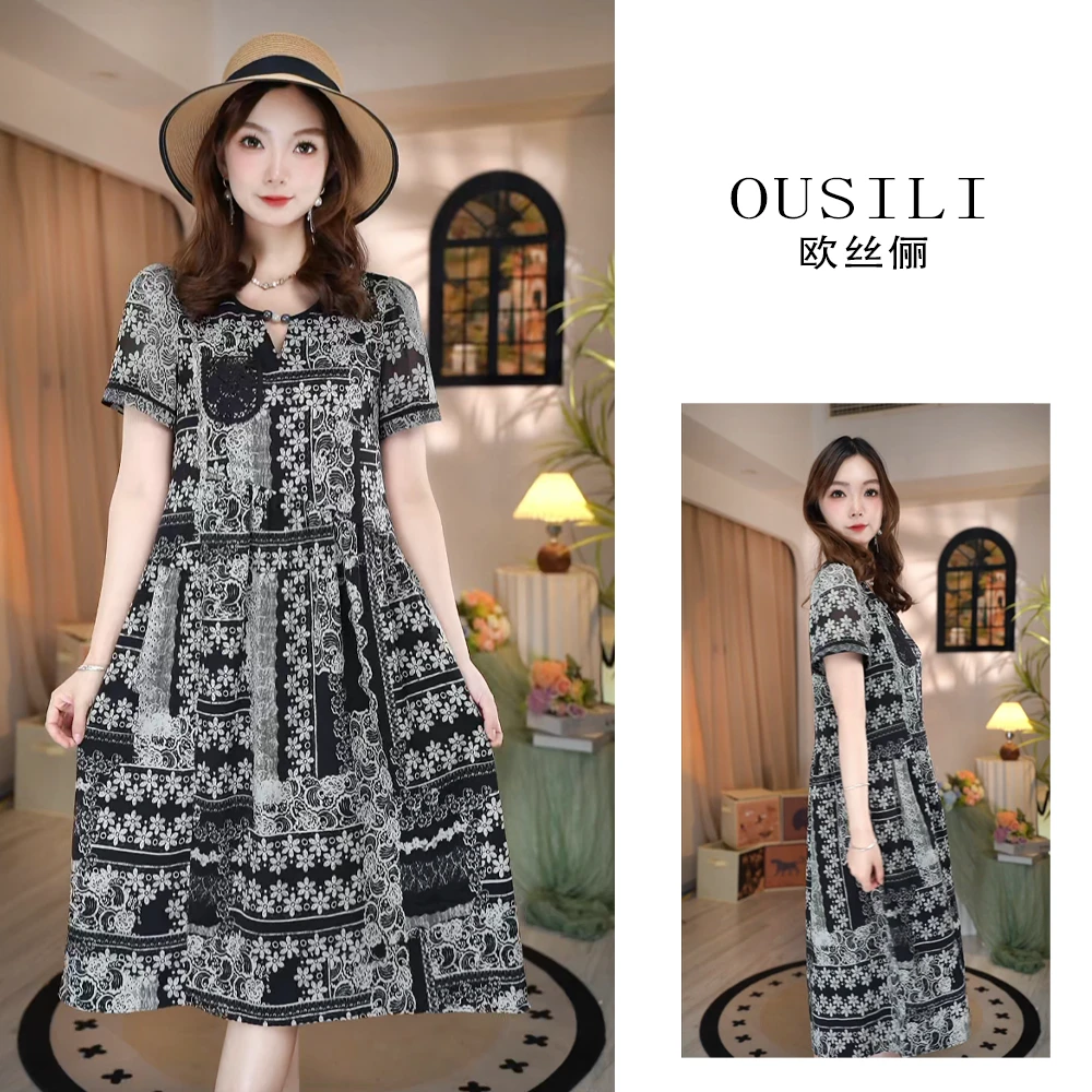 【波西米亚】高端路线不规则洋气度假风夏季大码宽松显瘦连衣裙630B