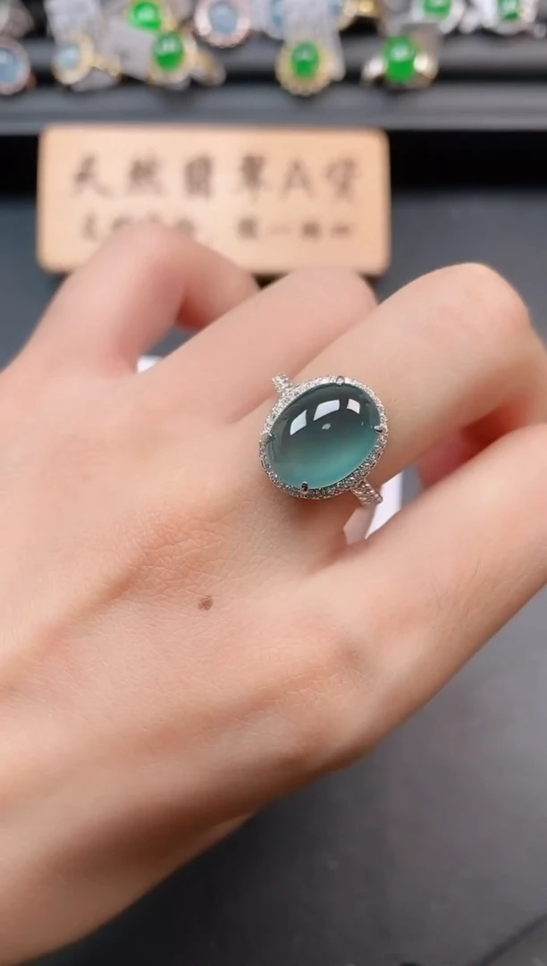 银S925镶嵌戒指翡翠111
