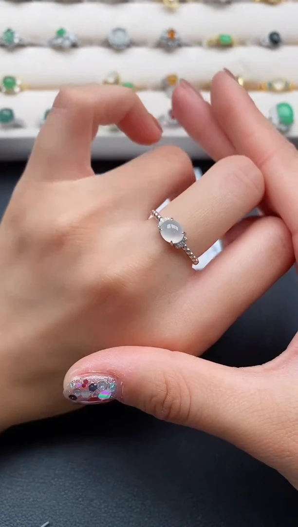 银S925镶嵌戒指翡翠2222222+8