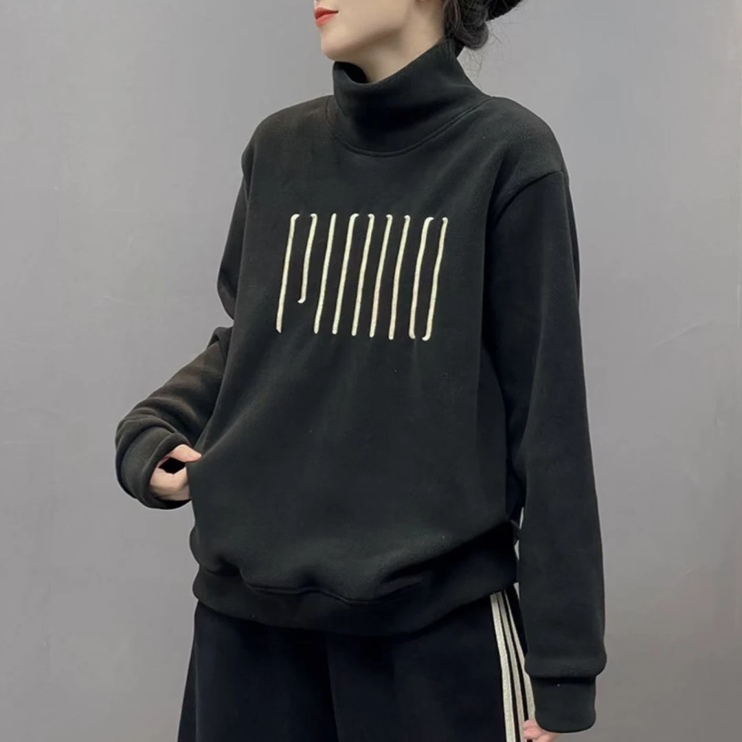 82391新款加绒加厚休闲百搭洋气减龄显瘦高领卫衣