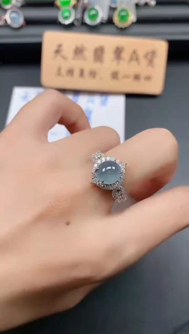 银S925镶嵌戒指翡翠11