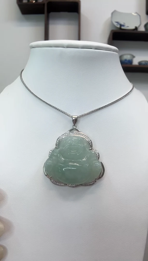 吊坠(赠链)银S925镶嵌翡翠佛公