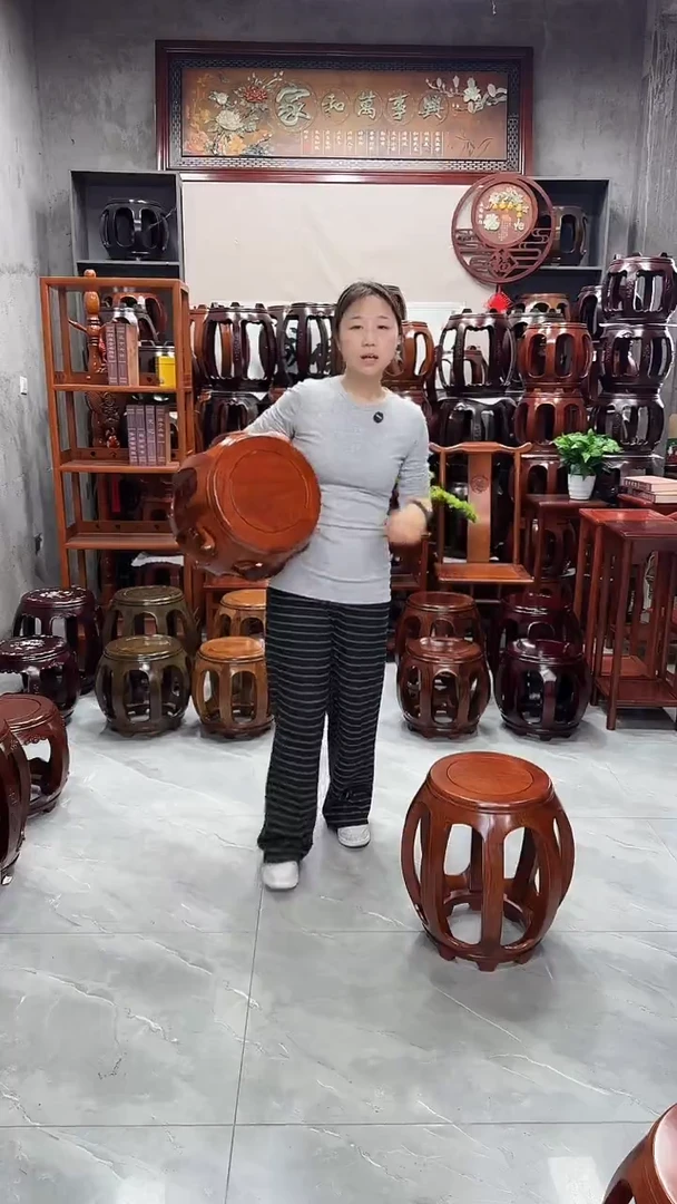 花梨木类家具花梨色小号鼓凳两对（4个）