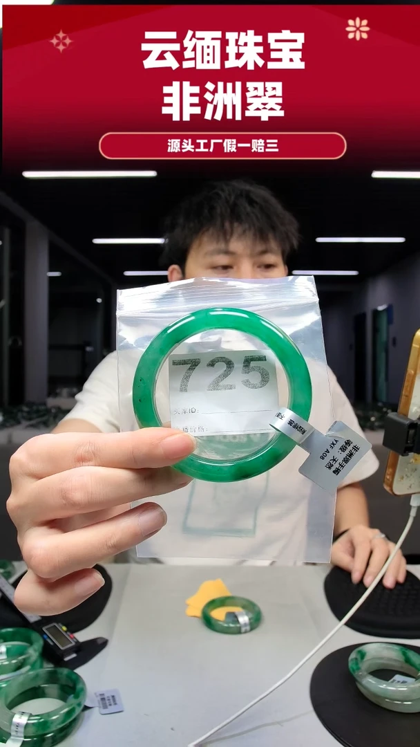 未镶嵌手镯石英质玉(非洲翠)61圈口725