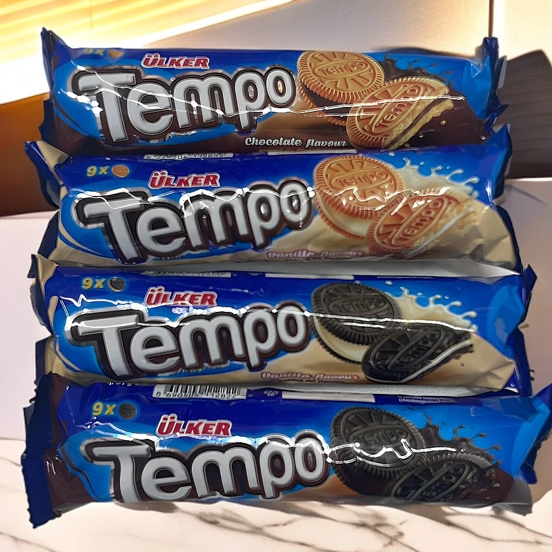 土耳其进口优客牌ulker tempo香草味巧克力味奶油夹心饼干