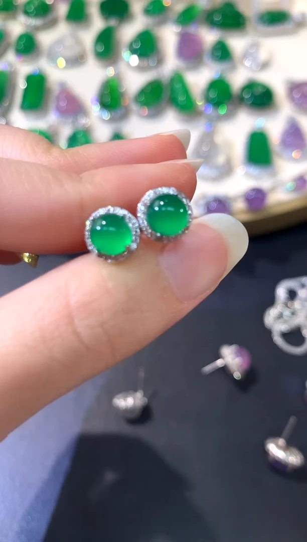 银S925镶嵌耳饰玛瑙/玉髓A324|多样性发其一|99