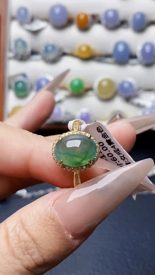 银S925镶嵌戒指翡翠8619