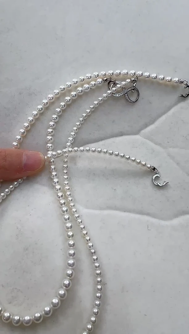 【闪购商品】淡水珍珠颈饰银S925镶嵌叠带双排