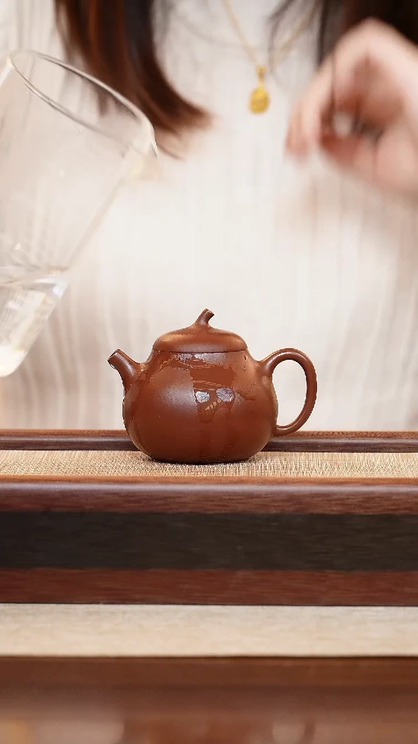 紫袍玉砂茄瓜130cc宜兴手工紫砂壶