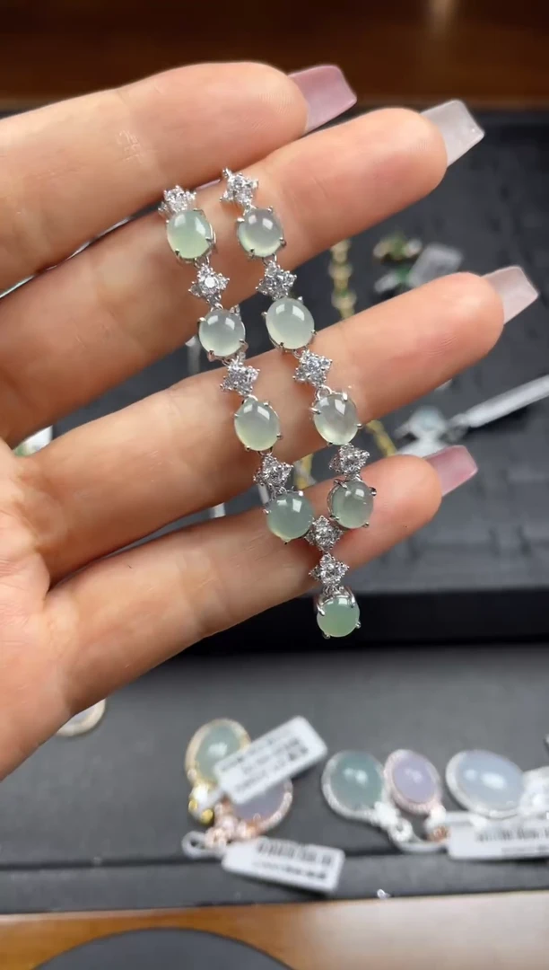 银S925镶嵌戒指翡翠天然翡翠A货