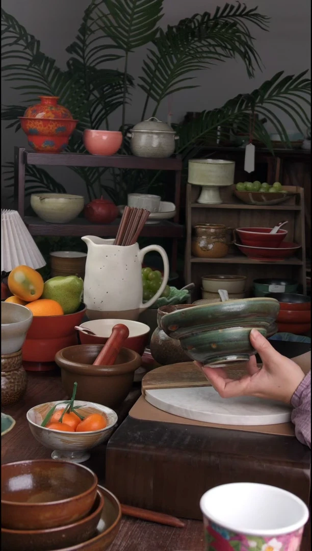 碗微瑕景德镇手工高温餐具铜红面碗