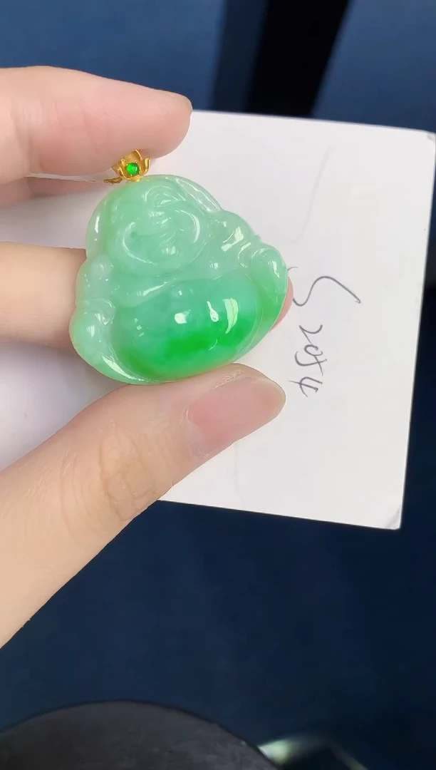 颈饰18K金镶嵌翡翠天然翡翠缅甸A货
