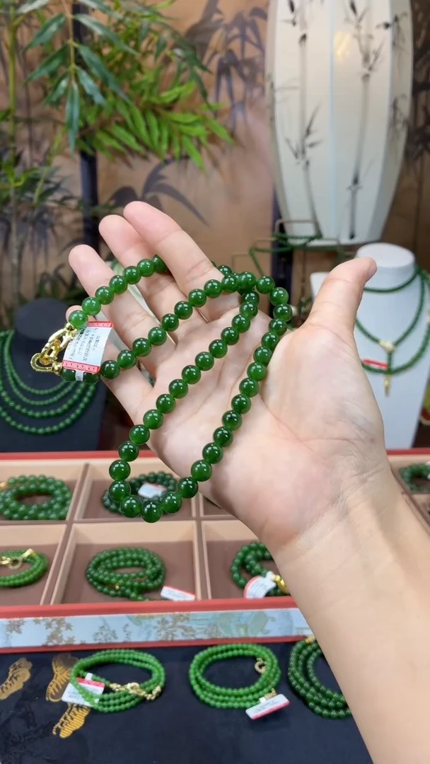 颈饰未镶嵌和田玉（碧玉）8菠菜微矿锁骨链