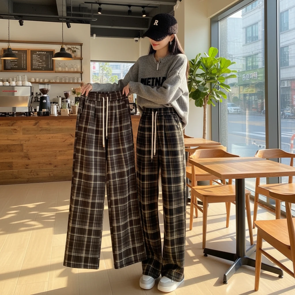 秋冬阔腿裤一条过冬的女裤直筒窄版阔腿裤加绒加厚款2025裤子