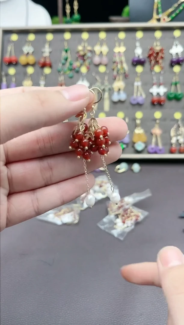 【闪购商品】南红玛瑙耳饰银S925镶嵌5276000