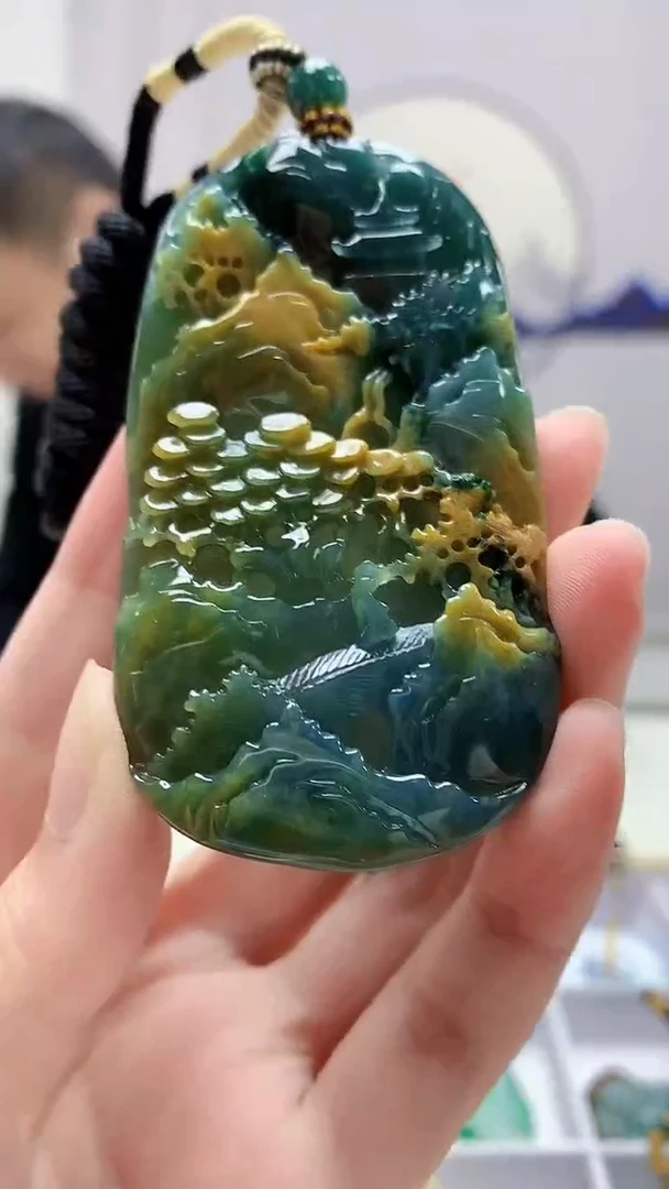 定制翡翠未镶嵌4898zm-毛货挂件85山水