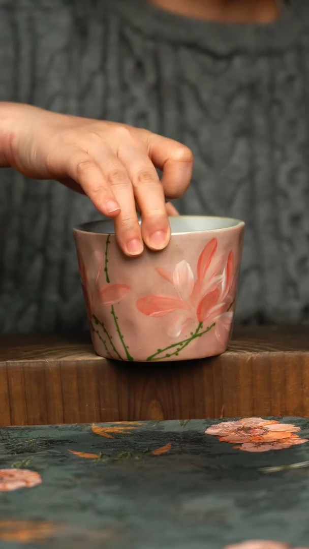 杯釉下彩手工手绘同款陶器