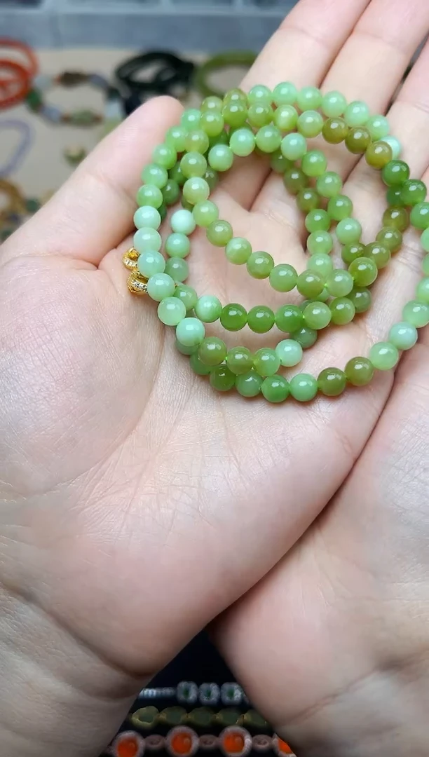 和田玉未镶嵌颈饰黑羊洞珠链06