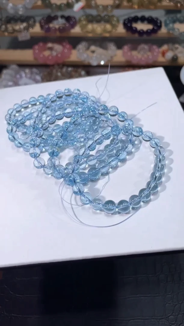 未镶嵌手链托帕石蓝托帕手链8mm多样性发一