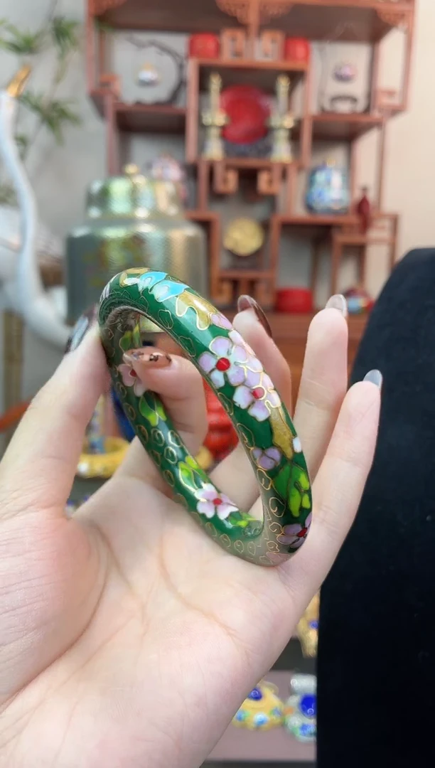 非遗手工景泰蓝镯子绿色