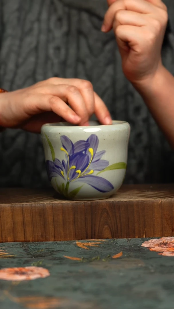 杯釉下彩手工手绘同款陶器