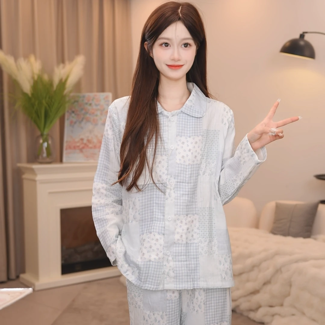 板栗小姐【丁香】新款女春秋甜美风高级家居服套装可外穿