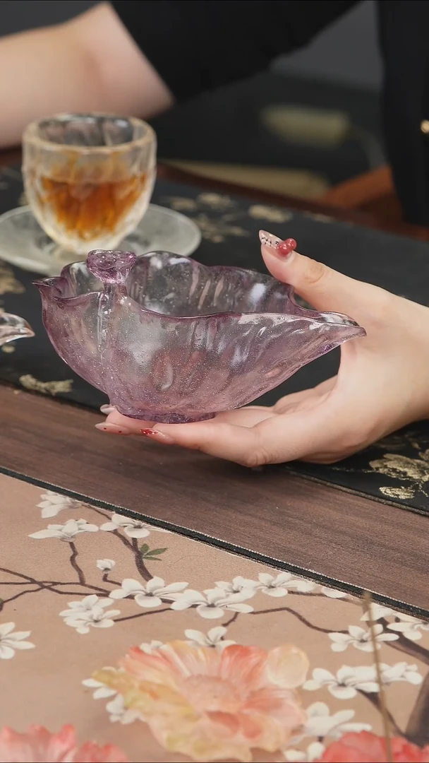 手工艺品琉璃紫色荷花公道