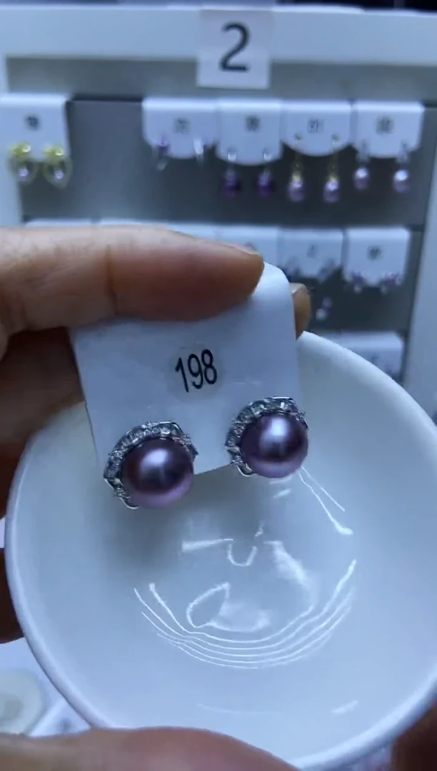 银S925镶嵌耳饰淡水珍珠198