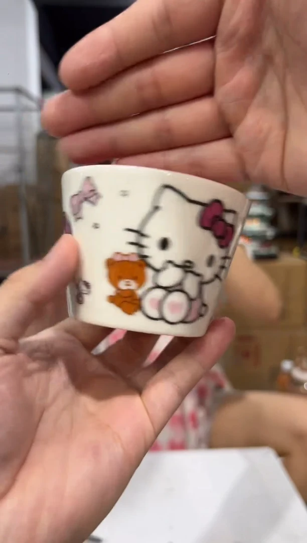 瓷片白色kt猫酸奶杯