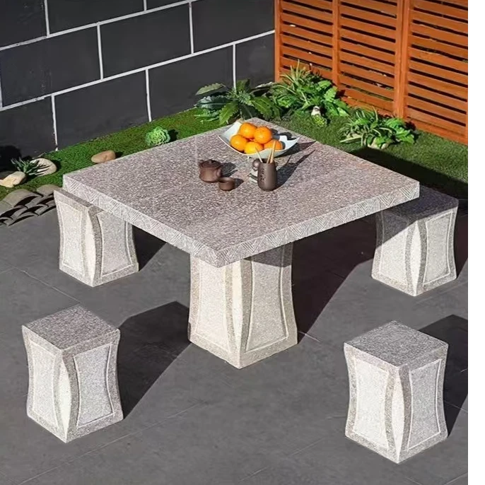 【县城或市区物流点自提货】天然石桌石凳方桌圆桌梅花桌八角桌