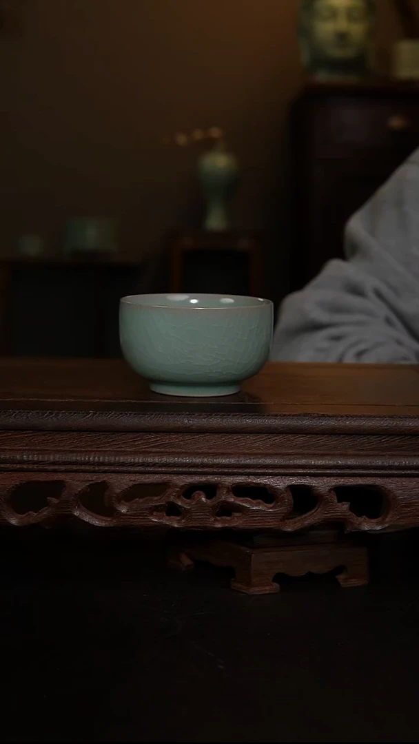 摆件仿古手工军绿罗汉杯