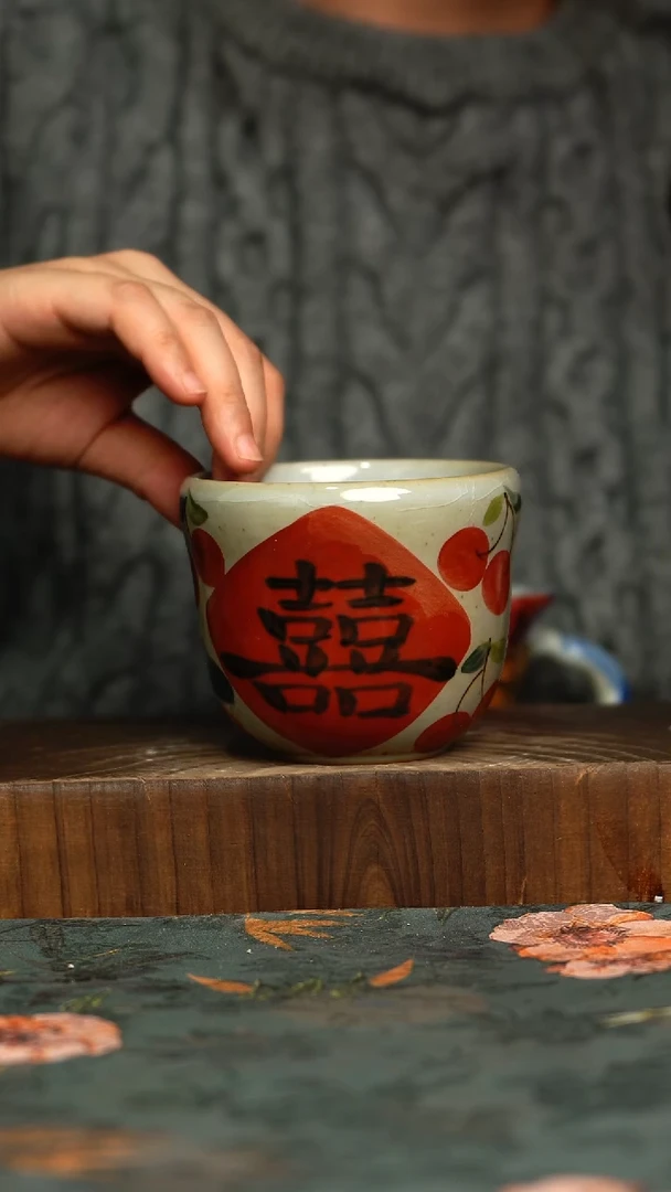 杯釉下彩手工手绘同款陶器